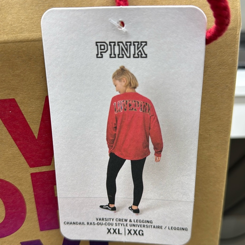 Pink Varsity Crew/ Chandail Ras-du-cou Style size XXL
